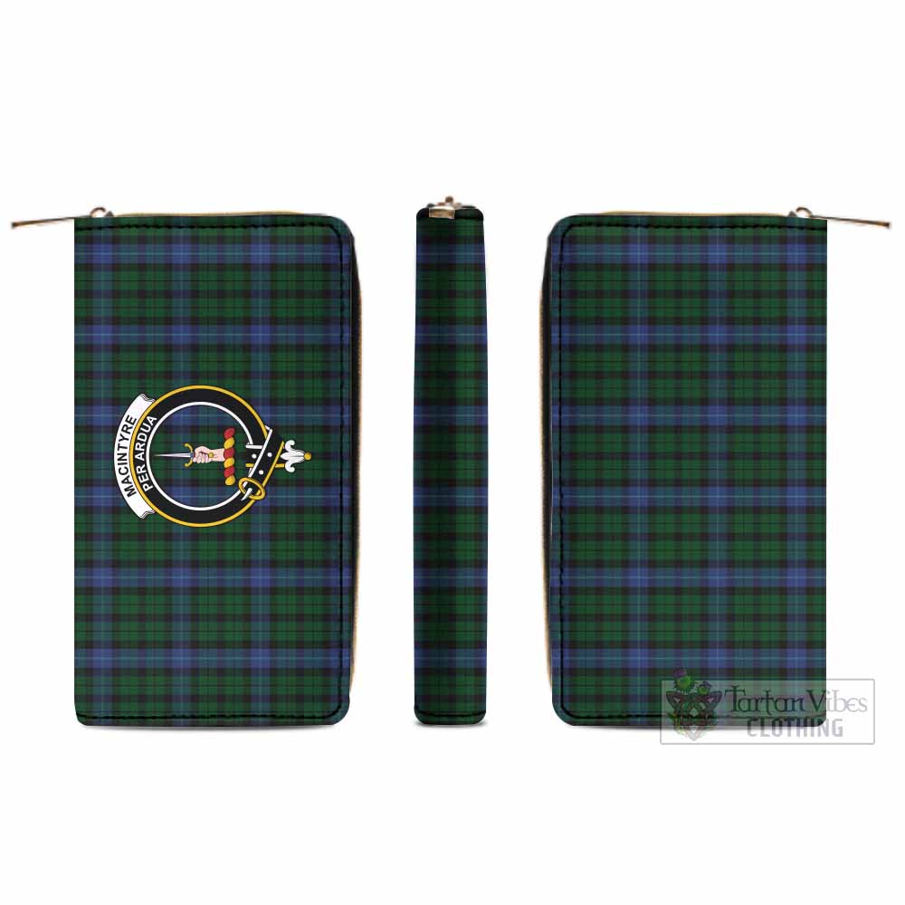 Tartan Vibes Clothing MacIntyre (McIntyre) Tartan Women's Leather Wallet with Family Crest