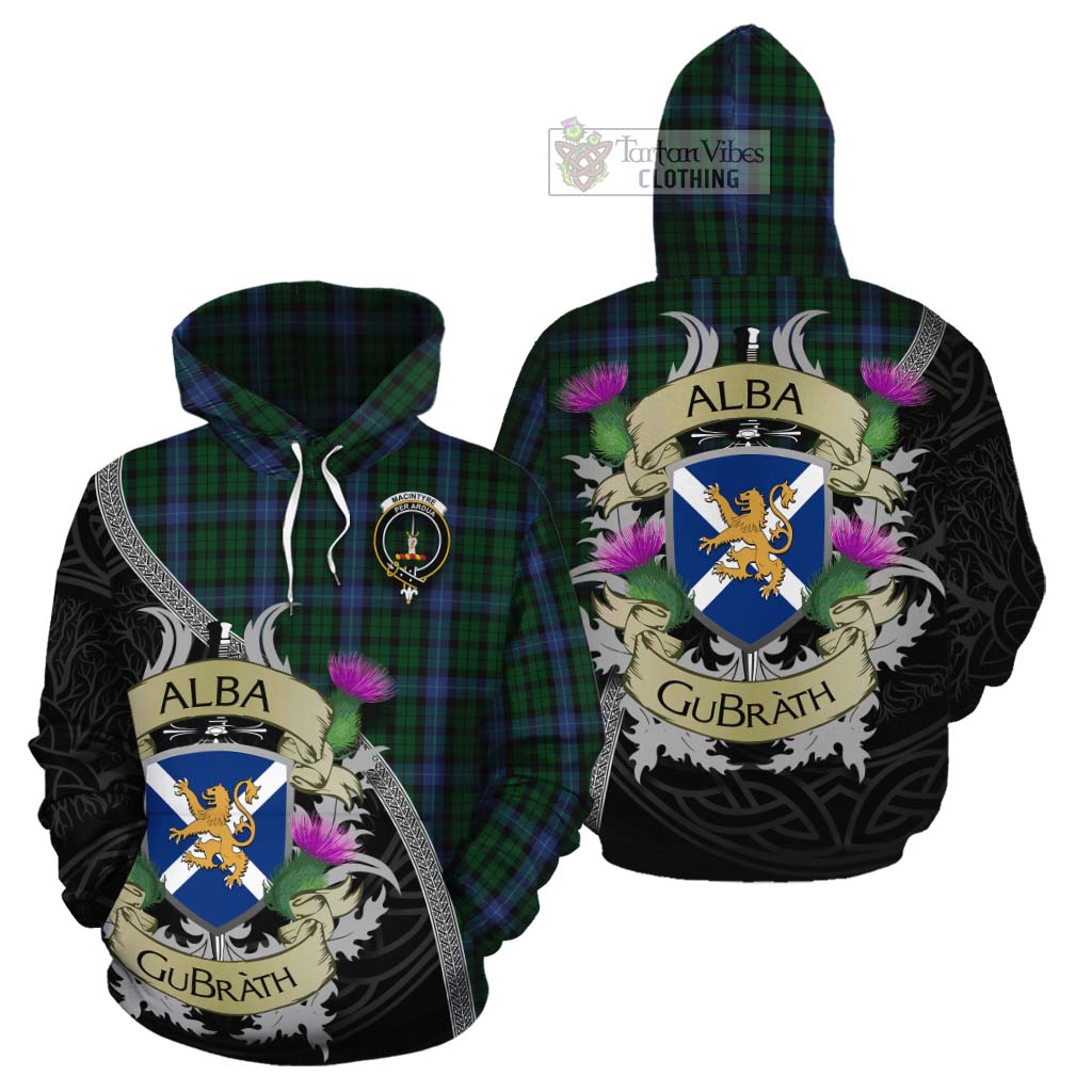 Tartan Vibes Clothing MacIntyre (McIntyre) Tartan Family Crest Cotton Hoodie Lion Rampant Royal Thistle Shield Celtic Inspired