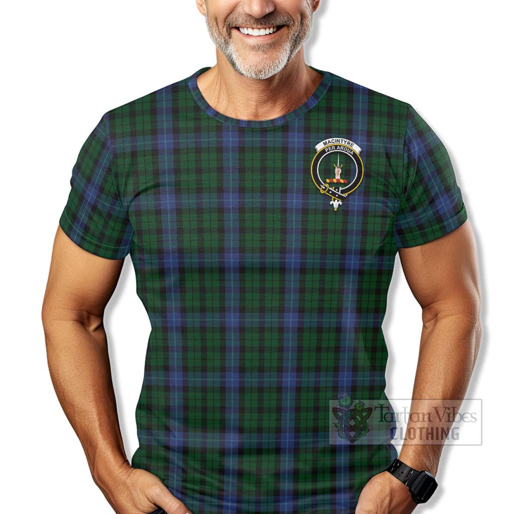 Tartan Vibes Clothing MacIntyre (McIntyre) Tartan T-Shirt with Family Crest Celtic Skull Style
