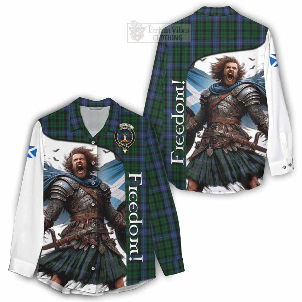 Tartan Vibes Clothing MacIntyre (McIntyre) Crest Tartan Women's Casual Shirt Inspired by the Freedom of Scottish Warrior