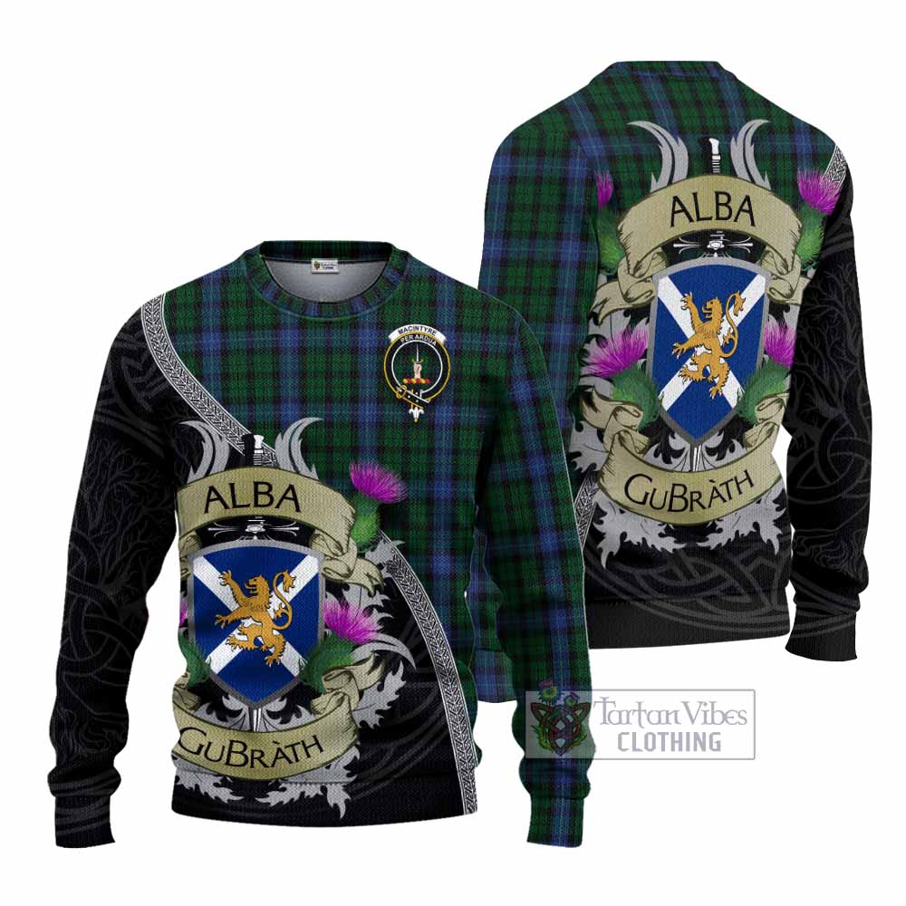 Tartan Vibes Clothing MacIntyre (McIntyre) Tartan Family Crest Knitted Sweater Lion Rampant Royal Thistle Shield Celtic Inspired