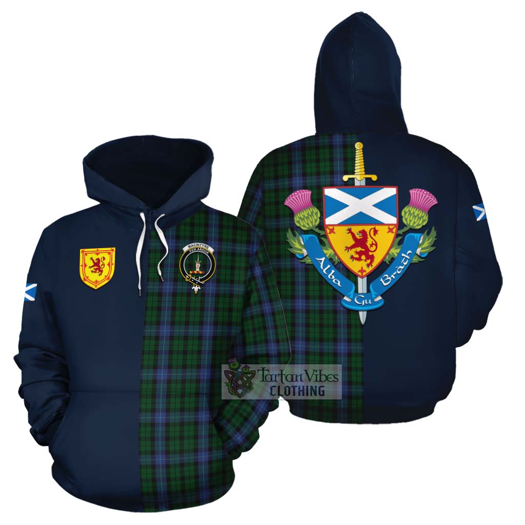 Tartan Vibes Clothing MacIntyre (McIntyre) Tartan Cotton Hoodie Alba with Scottish Lion Royal Arm Half Style