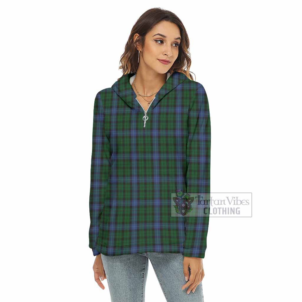 Tartan Vibes Clothing MacIntyre (McIntyre) Tartan Women's Borg  Half Zip Fleece Hoodie