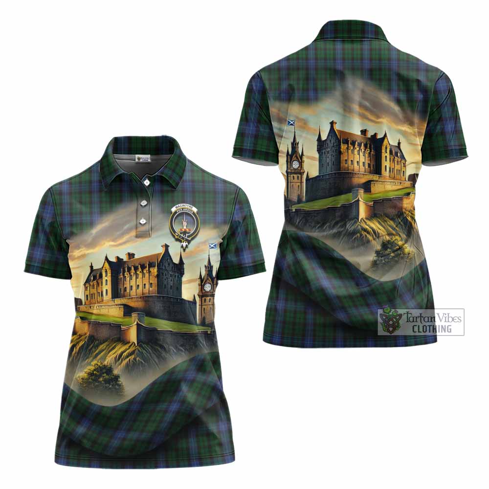 Tartan Vibes Clothing MacIntyre (McIntyre) Tartan Family Crest Women's Polo Shirt with Scottish Ancient Castle Stype