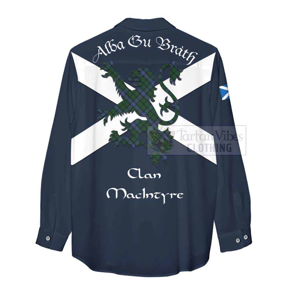 Tartan Vibes Clothing MacIntyre (McIntyre) Tartan Lion Rampant Women's Casual Shirt Proudly Display Your Heritage with Alba Gu Brath and Clan Name