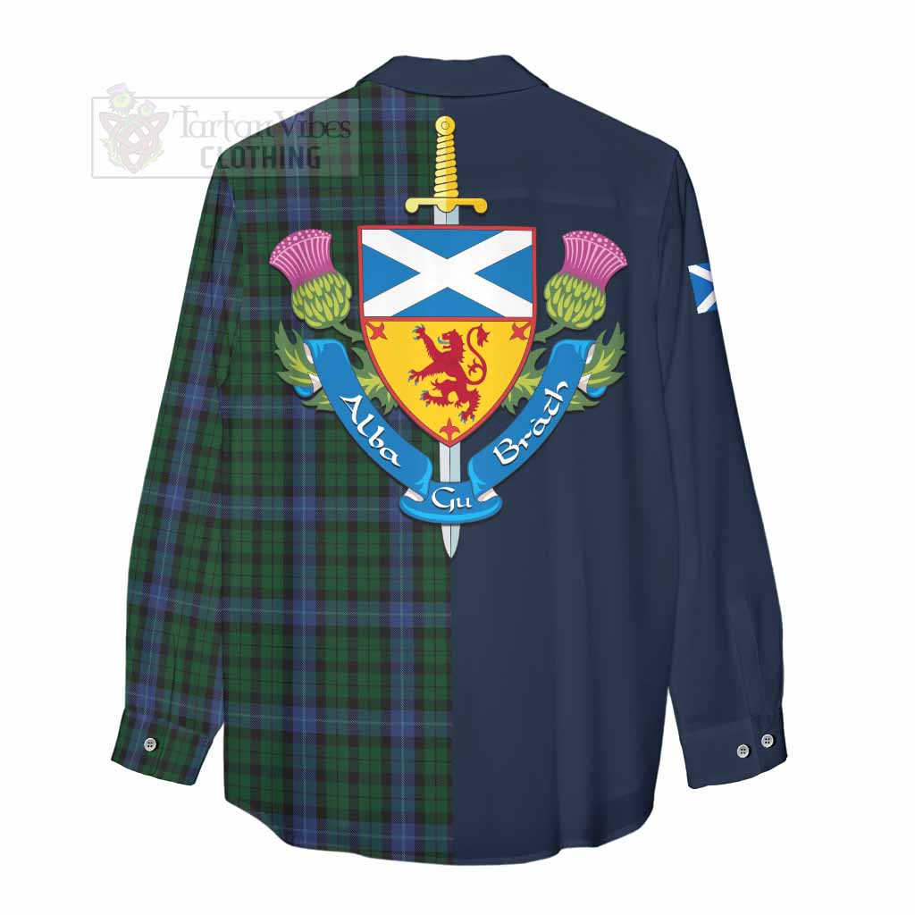 Tartan Vibes Clothing MacIntyre (McIntyre) Tartan Women's Casual Shirt Alba with Scottish Lion Royal Arm Half Style