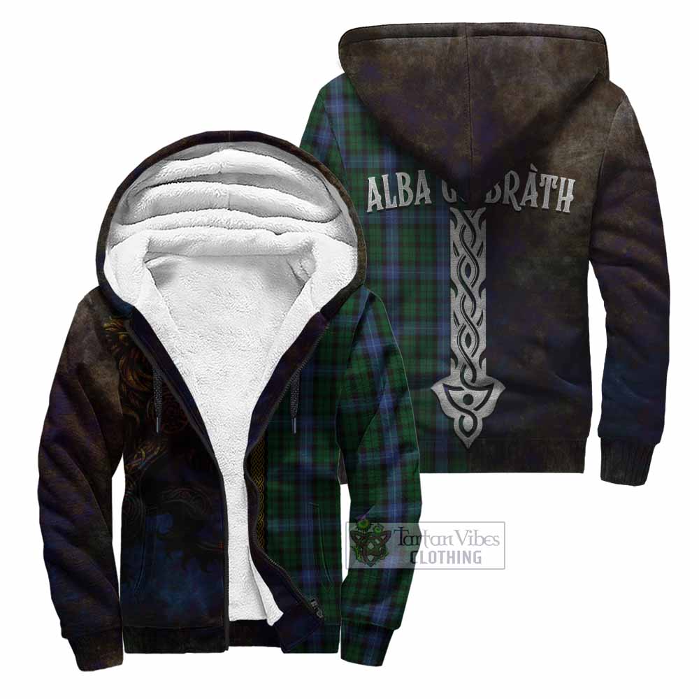 Tartan Vibes Clothing MacIntyre (McIntyre) Tartan Family Crest Sherpa Hoodie Alba Gu Brath Be Brave Lion Ancient Style