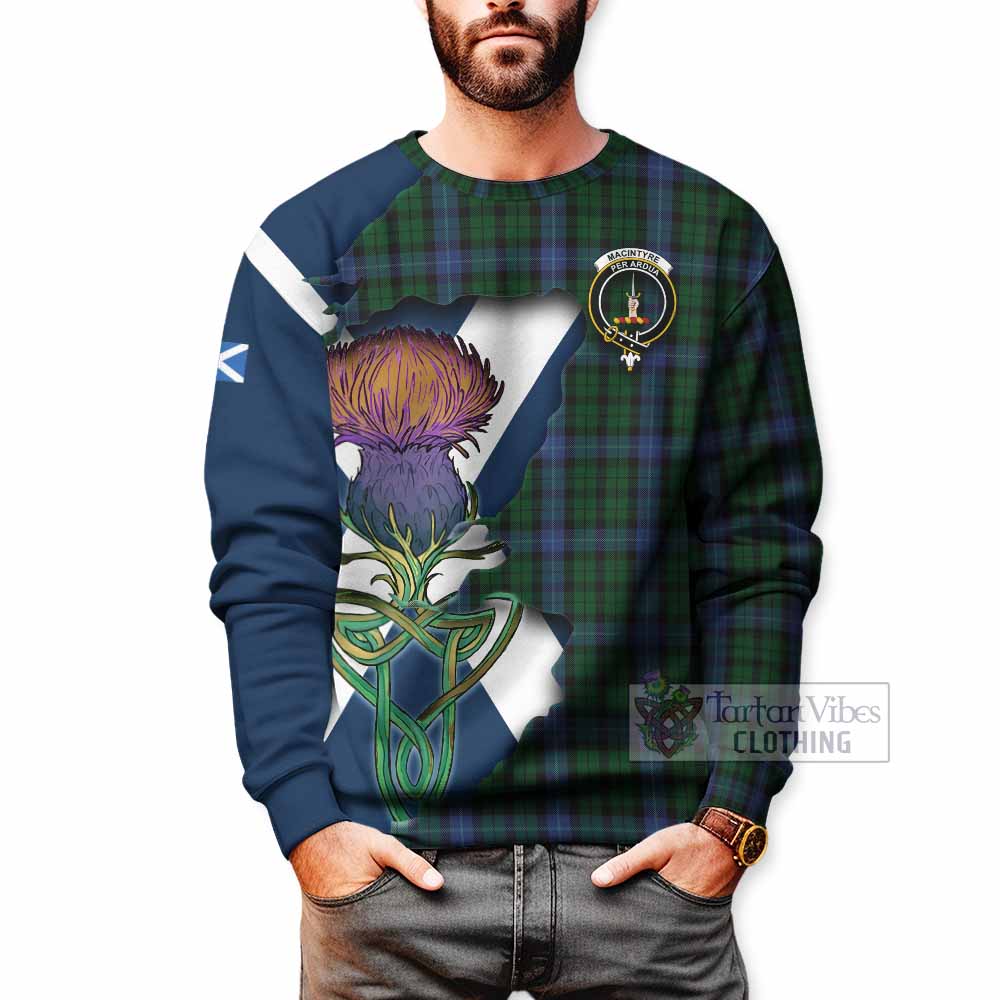 Tartan Vibes Clothing MacIntyre (McIntyre) Tartan Family Crest Sweatshirt Scottish Thistle Celtic Inspired