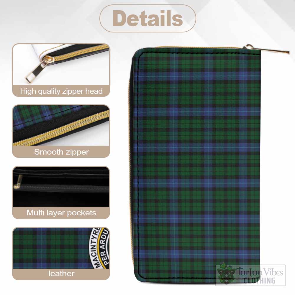 Tartan Vibes Clothing MacIntyre (McIntyre) Tartan Women's Leather Wallet with Family Crest
