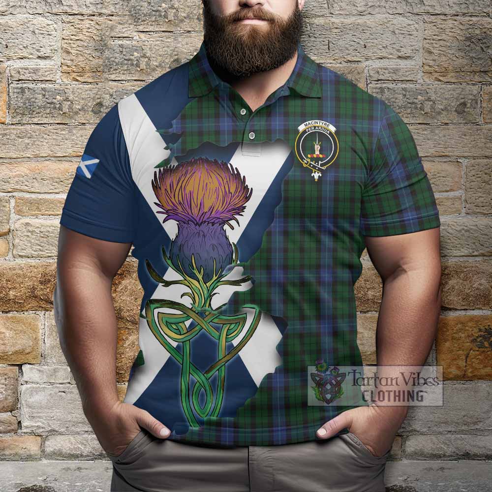 Tartan Vibes Clothing MacIntyre (McIntyre) Tartan Family Crest Polo Shirt Scottish Thistle Celtic Inspired