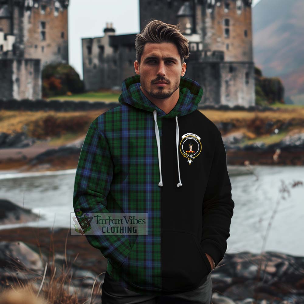 Tartan Vibes Clothing MacIntyre (McIntyre) Tartan Cotton Hoodie with Family Crest and Half Of Me Style