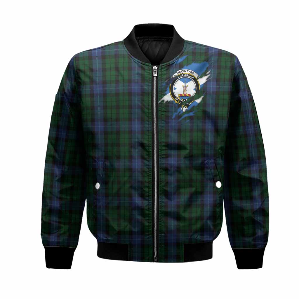 MacIntyre (McIntyre) Clan Crest In Me Tartan Bomber Jacket Scotland Flag Style