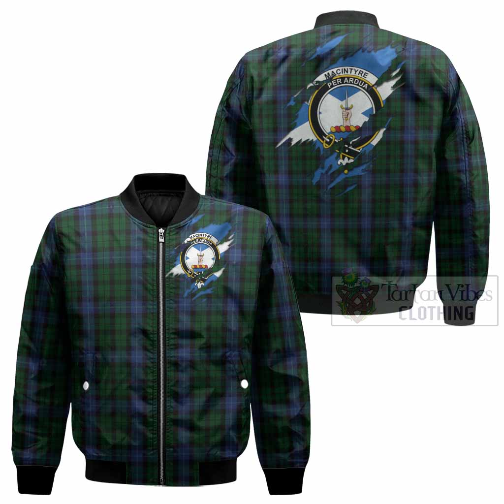 MacIntyre (McIntyre) Clan Crest In Me Tartan Bomber Jacket Scotland Flag Style