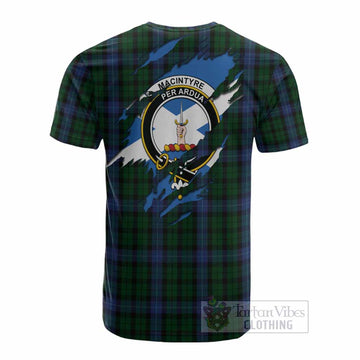 MacIntyre (McIntyre) Clan Crest In Me Tartan Cotton T-shirt Scotland Flag Style