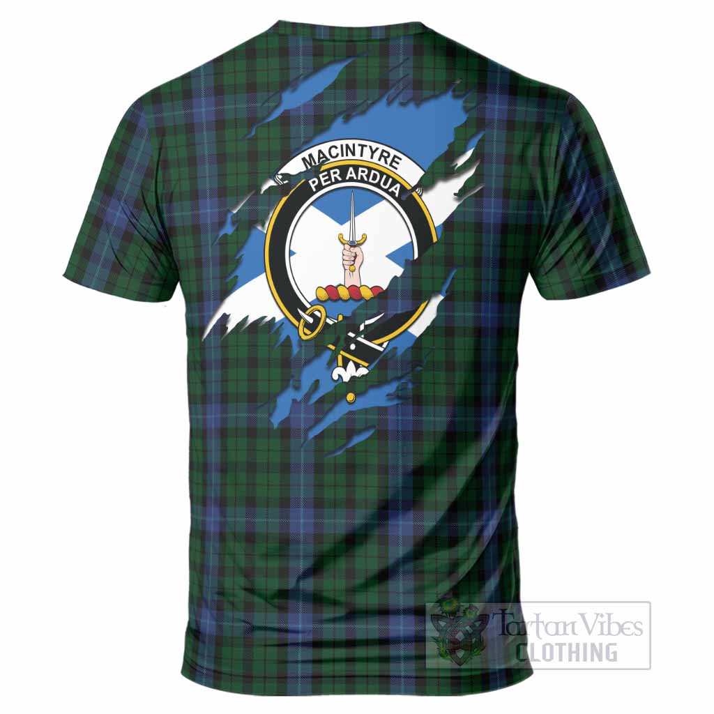 MacIntyre (McIntyre) Clan Crest In Me Tartan T-Shirt Scotland Flag Style