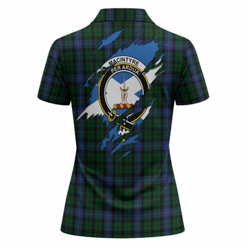 MacIntyre (McIntyre) Clan Crest In Me Tartan Women Polo Shirt Scotland Flag Style