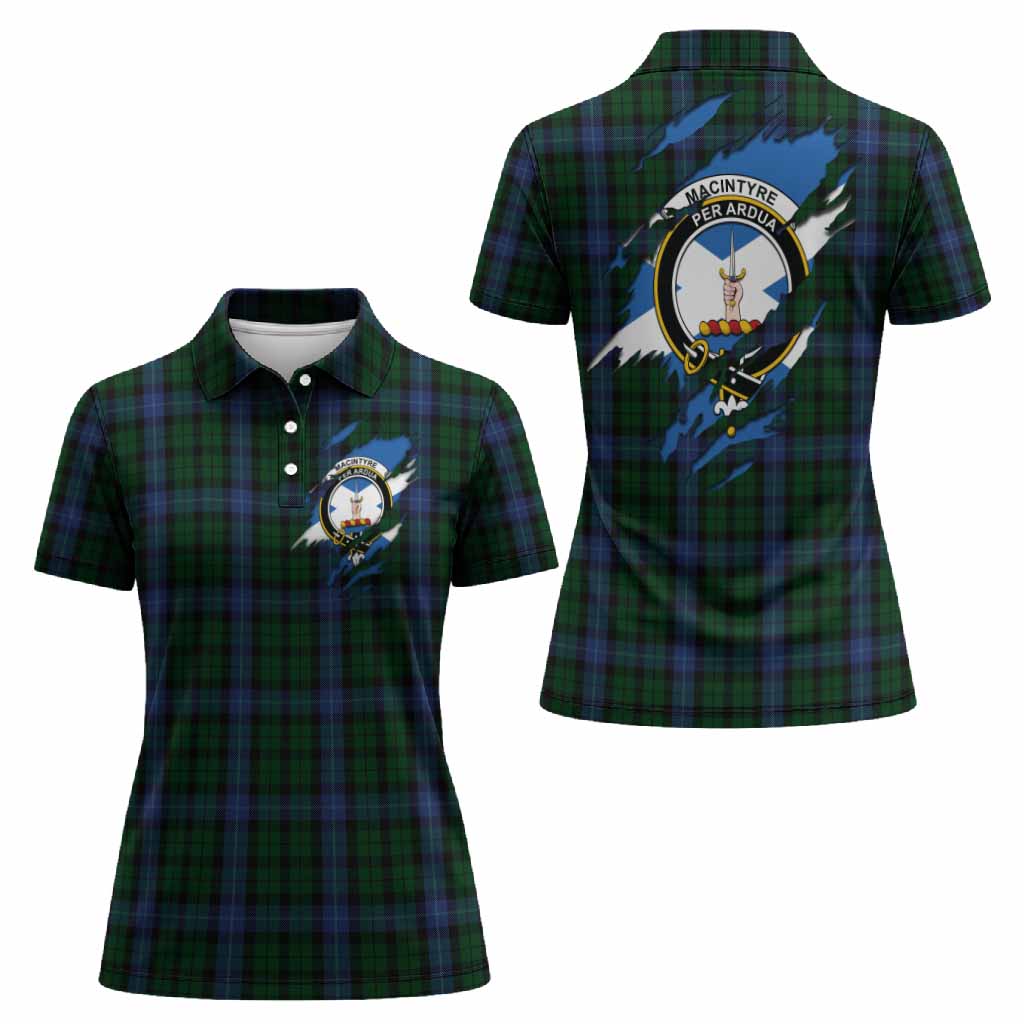 MacIntyre (McIntyre) Clan Crest In Me Tartan Women Polo Shirt Scotland Flag Style