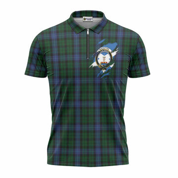 MacIntyre (McIntyre) Clan Crest In Me Tartan Zipper Polo Shirt Scotland Flag Style