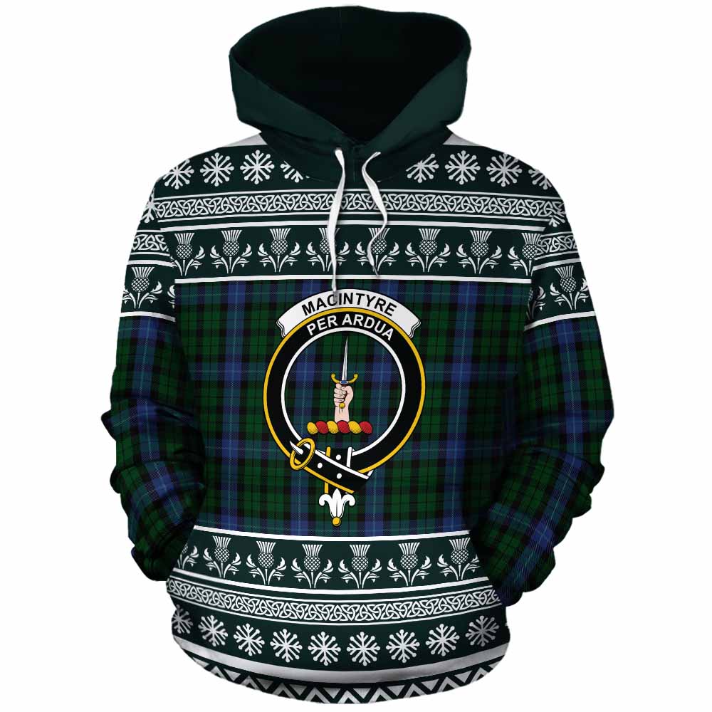 MacIntyre (McIntyre) Clan Tartan Christmas Cotton Hoodie with Family Crest - Tartan Vibes Clothing
