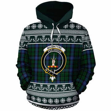 MacIntyre (McIntyre) Clan Tartan Christmas Cotton Hoodie with Family Crest