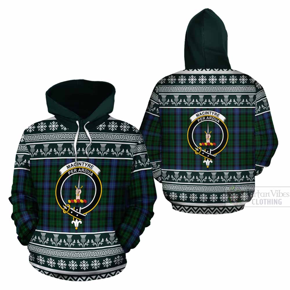 MacIntyre (McIntyre) Clan Tartan Christmas Cotton Hoodie with Family Crest - Tartan Vibes Clothing