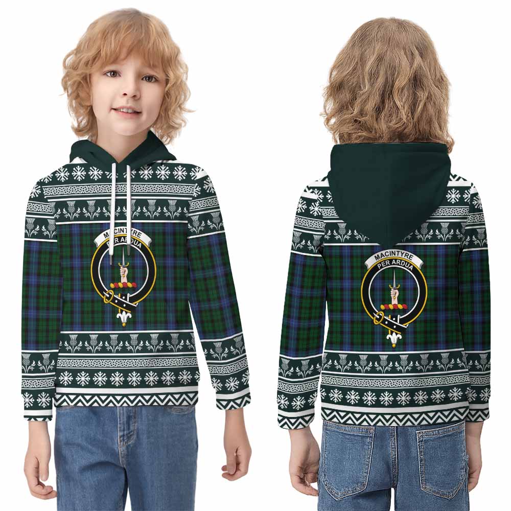 MacIntyre (McIntyre) Clan Tartan Christmas Kid Hoodie with Family Crest - Tartan Vibes Clothing