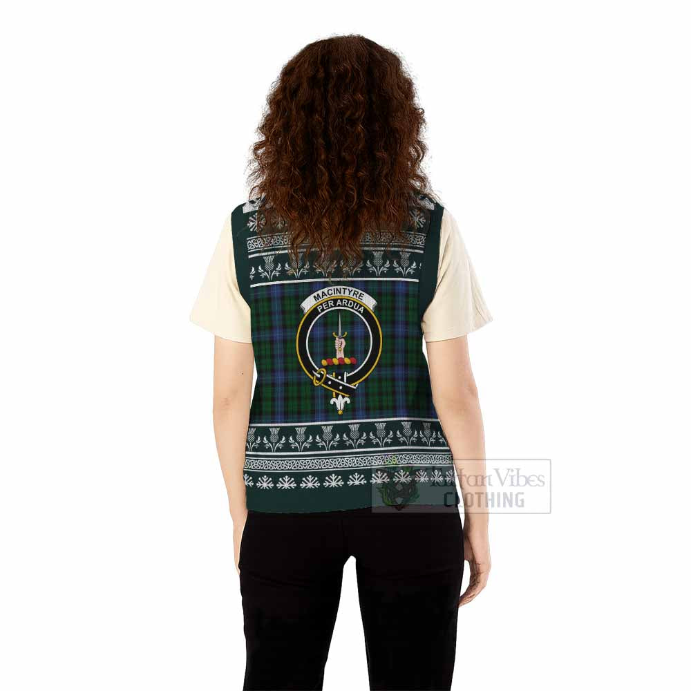 MacIntyre (McIntyre) Clan Tartan Christmas Knitted V-Neck Vest with Family Crest - Tartan Vibes Clothing