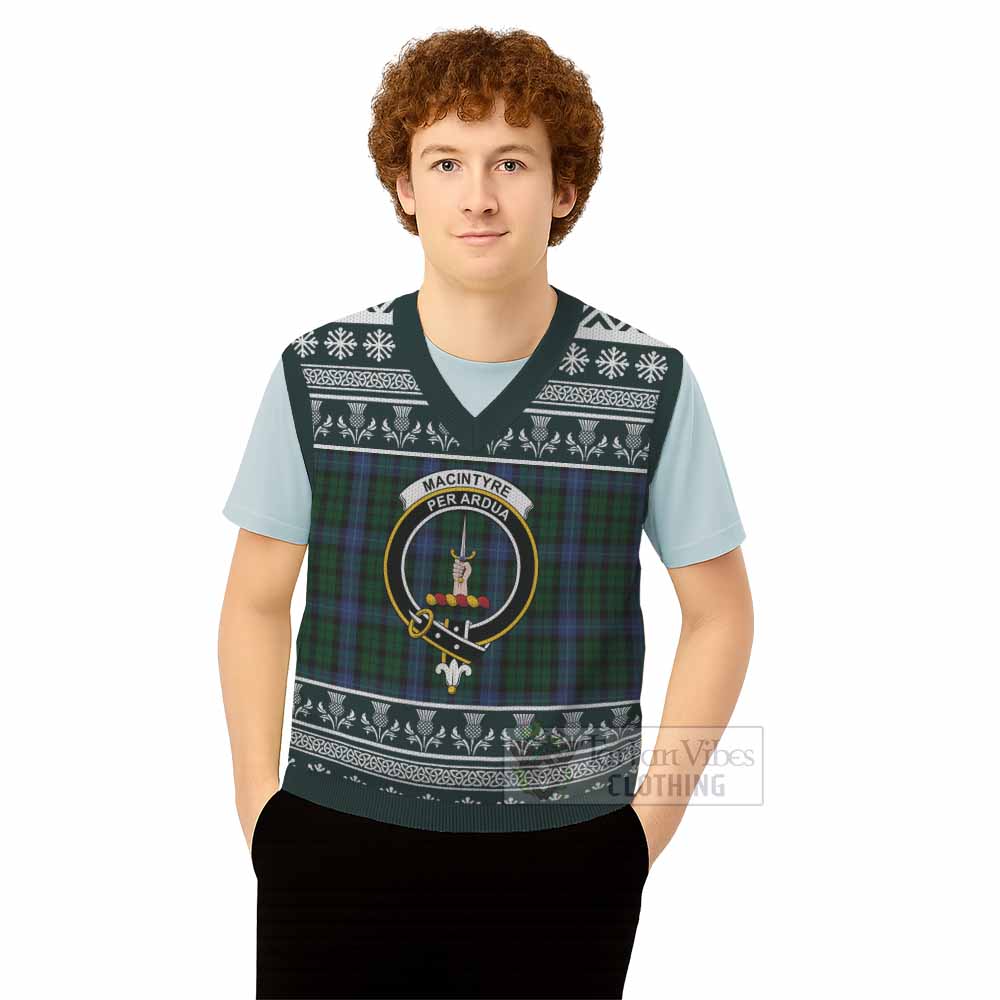 MacIntyre (McIntyre) Clan Tartan Christmas Knitted V-Neck Vest with Family Crest - Tartan Vibes Clothing