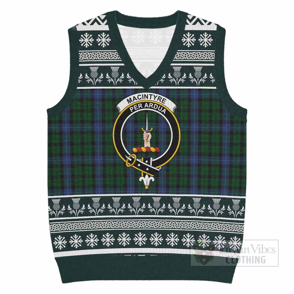 MacIntyre (McIntyre) Clan Tartan Christmas Knitted V-Neck Vest with Family Crest - Tartan Vibes Clothing