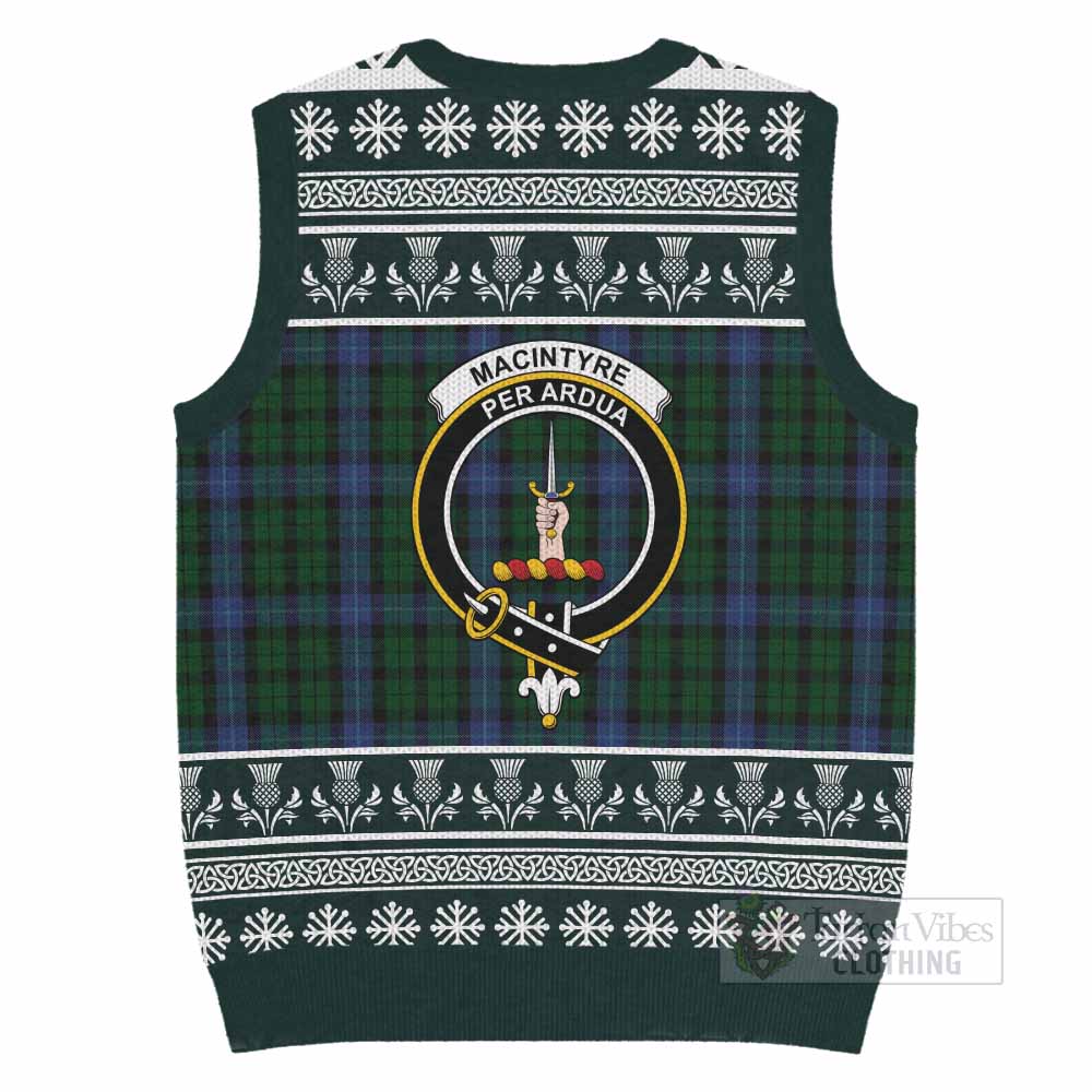 MacIntyre (McIntyre) Clan Tartan Christmas Knitted V-Neck Vest with Family Crest - Tartan Vibes Clothing