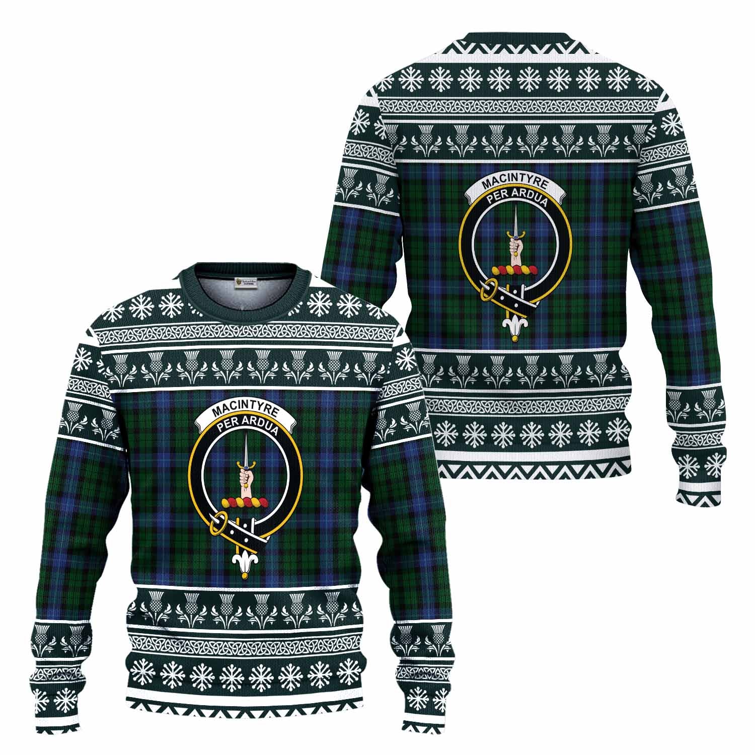 MacIntyre (McIntyre) Clan Tartan Christmas Ugly Sweater with Family Crest - Tartan Vibes Clothing