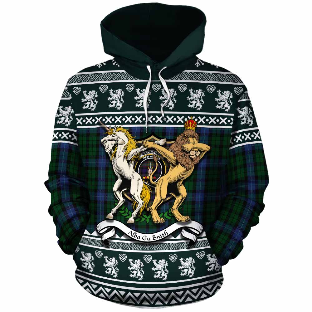MacIntyre (McIntyre) Clan Tartan Crest Christmas Cotton Hoodie Coat of Arms Funny Style - Tartan Vibes Clothing