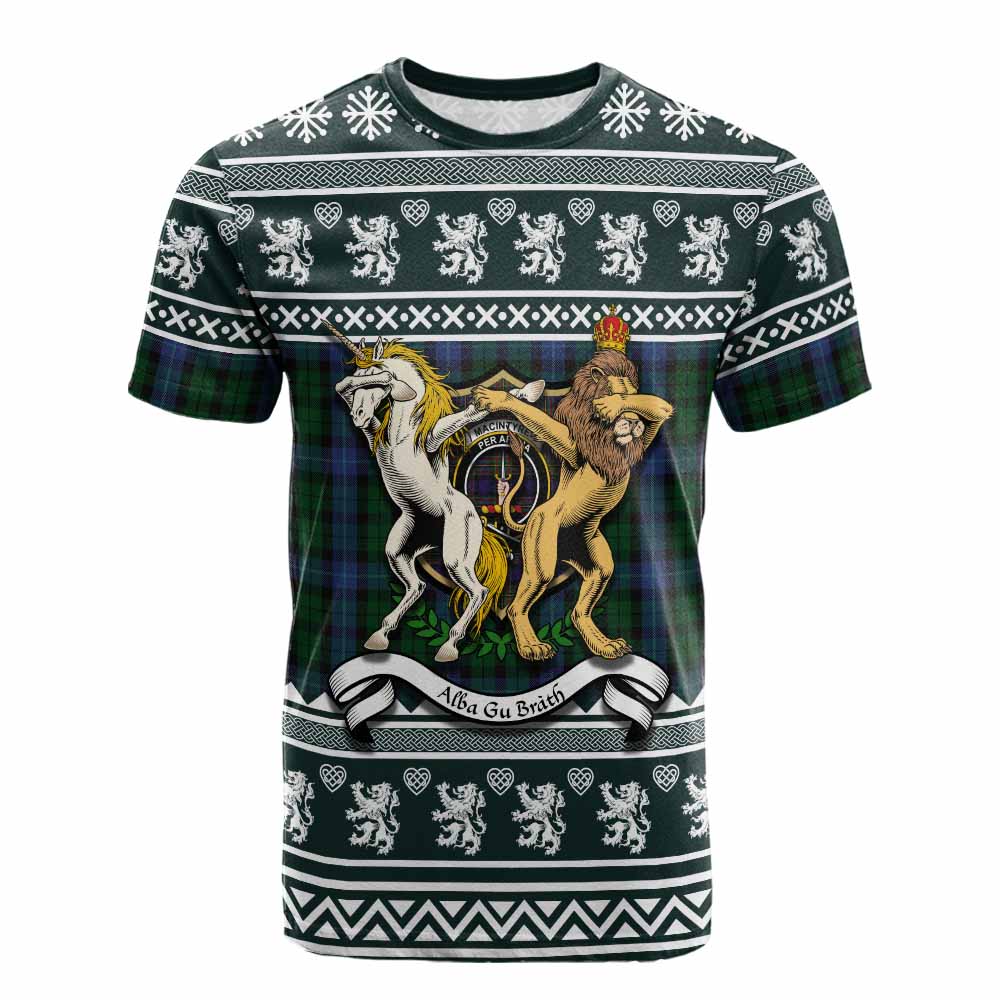 MacIntyre (McIntyre) Clan Tartan Crest Christmas Cotton T-shirt Coat of Arms Funny Style - Tartan Vibes Clothing