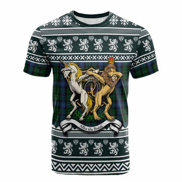 MacIntyre (McIntyre) Clan Tartan Crest Christmas Cotton T-shirt Coat of Arms Funny Style