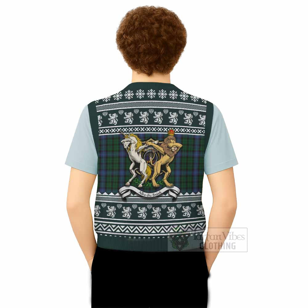 MacIntyre (McIntyre) Clan Tartan Crest Christmas Knitted V-Neck Vest Coat of Arms Funny Style - Tartan Vibes Clothing