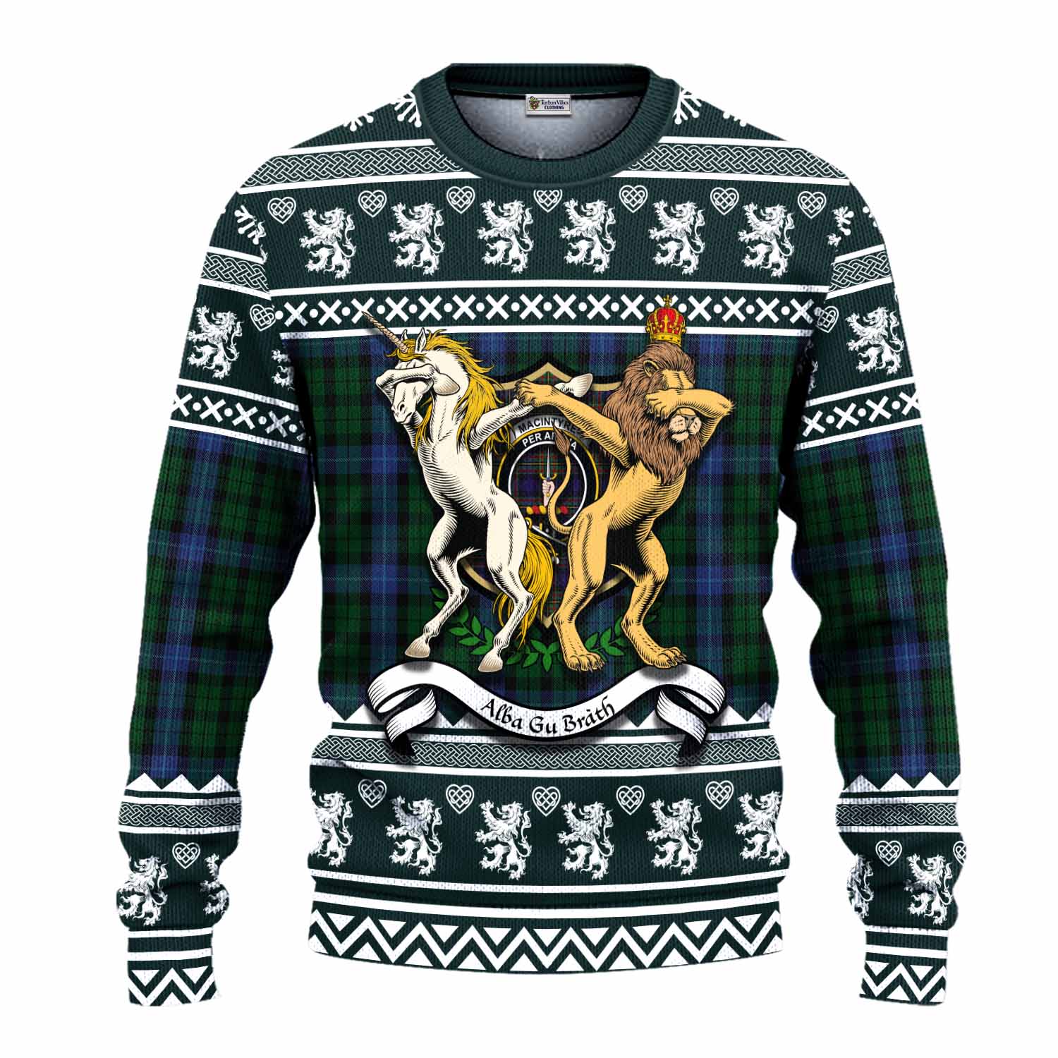 MacIntyre (McIntyre) Clan Tartan Crest Christmas Ugly Sweater Coat of Arms Funny Style - Tartan Vibes Clothing