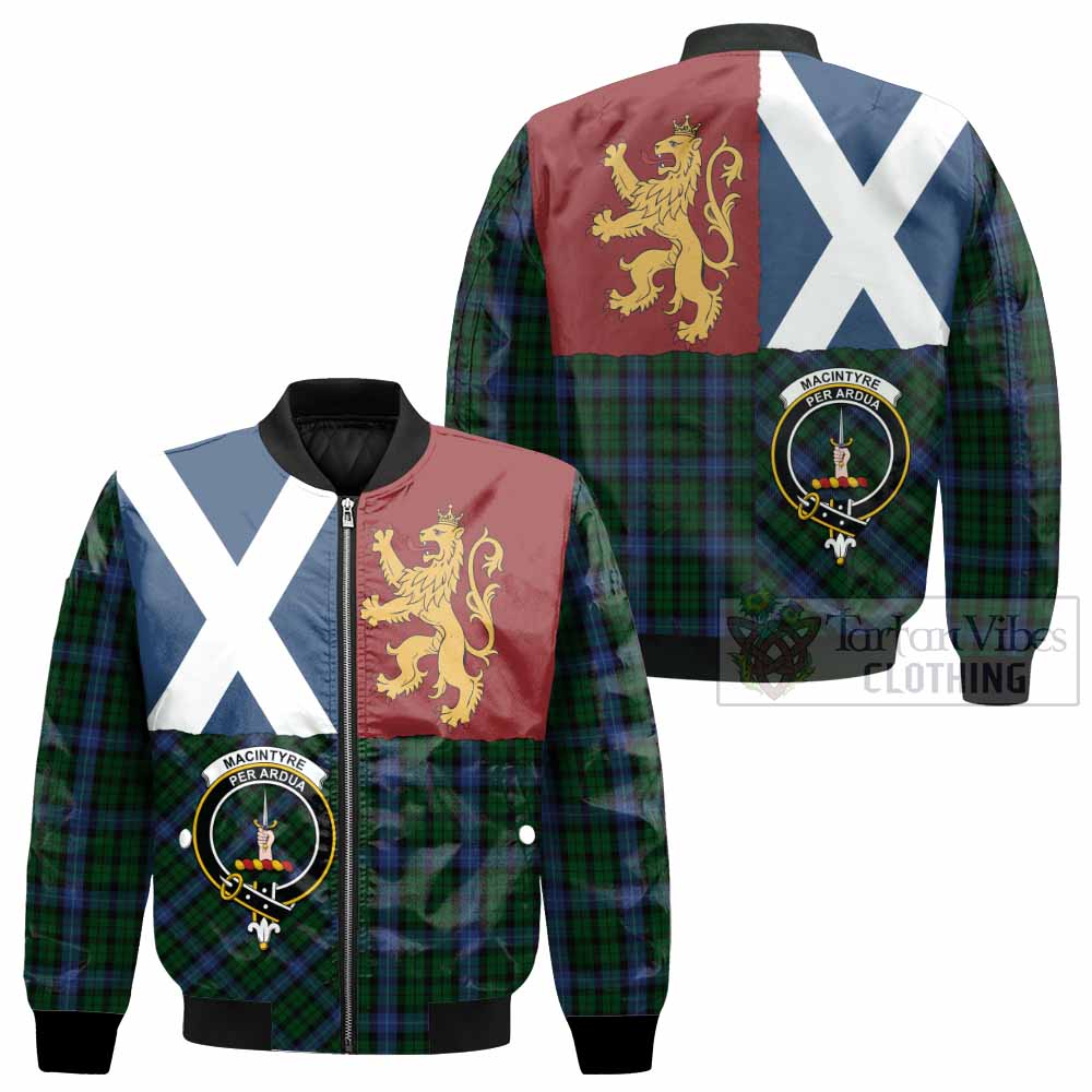 MacIntyre (McIntyre) Crest Tartan Bomber Jacket with Lion Rampant Saltire Style