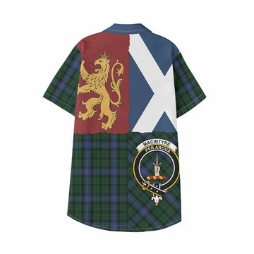 MacIntyre (McIntyre) Crest Tartan Kid Hawaiian Shirt with Lion Rampant Saltire Style