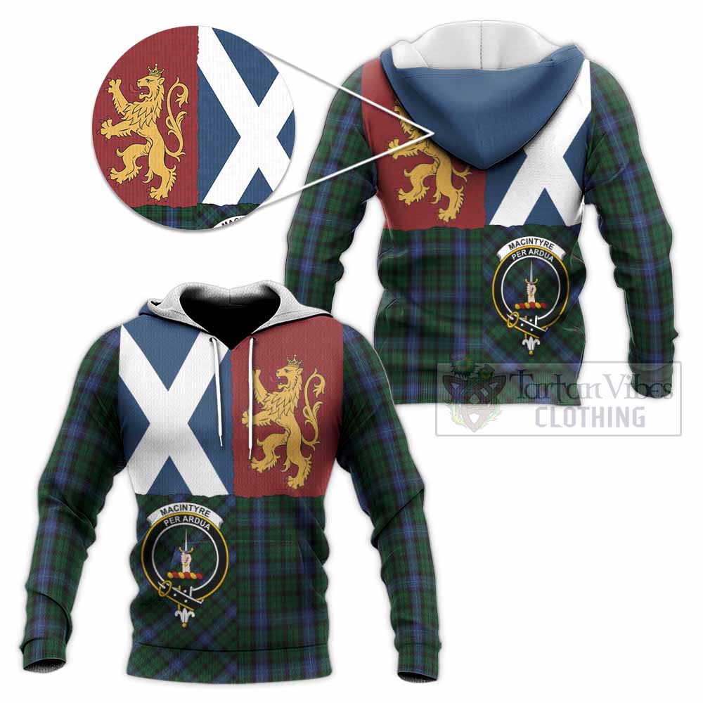 MacIntyre (McIntyre) Crest Tartan Knitted Hoodie with Lion Rampant Saltire Style
