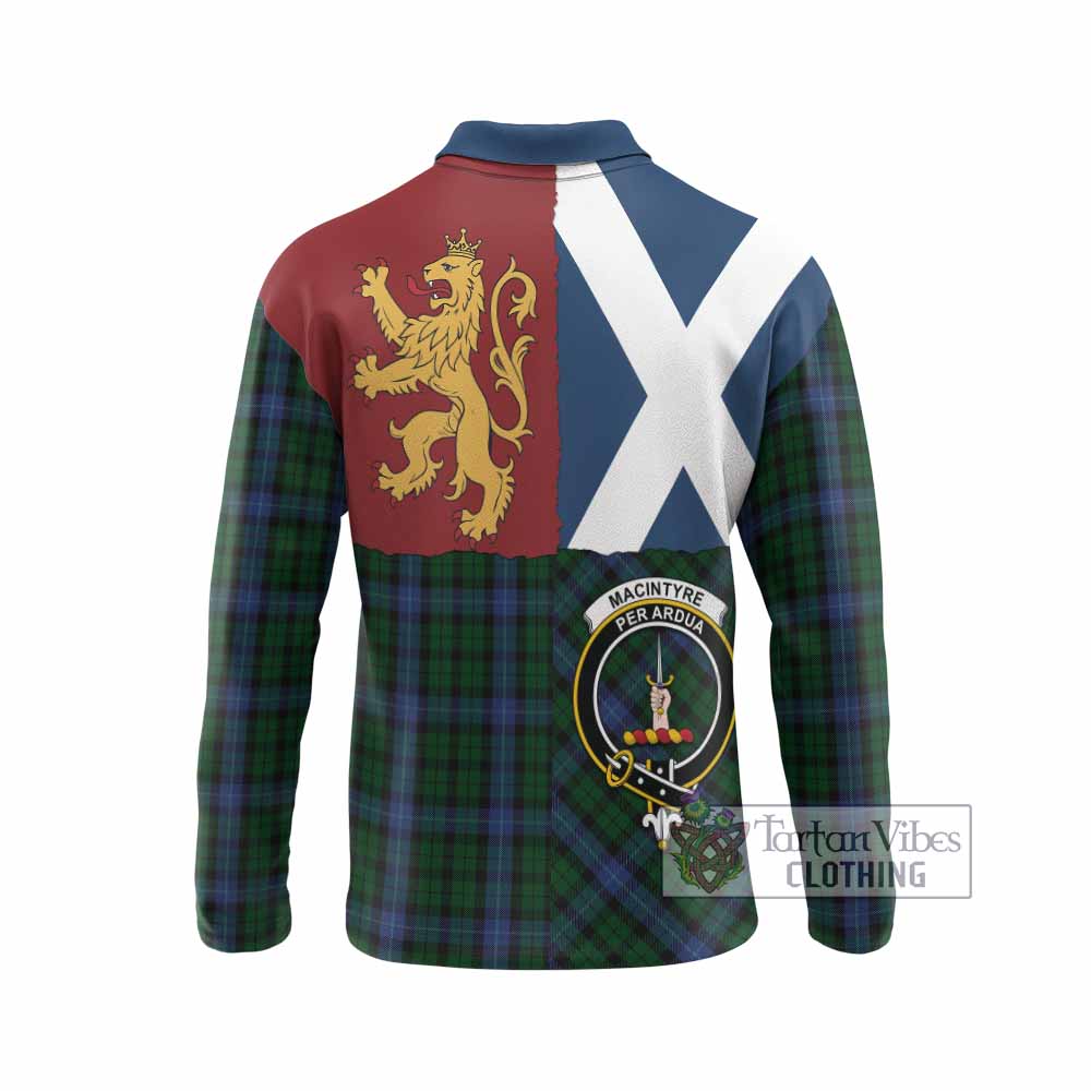 MacIntyre (McIntyre) Crest Tartan Long Sleeve Polo Shirt with Lion Rampant Saltire Style