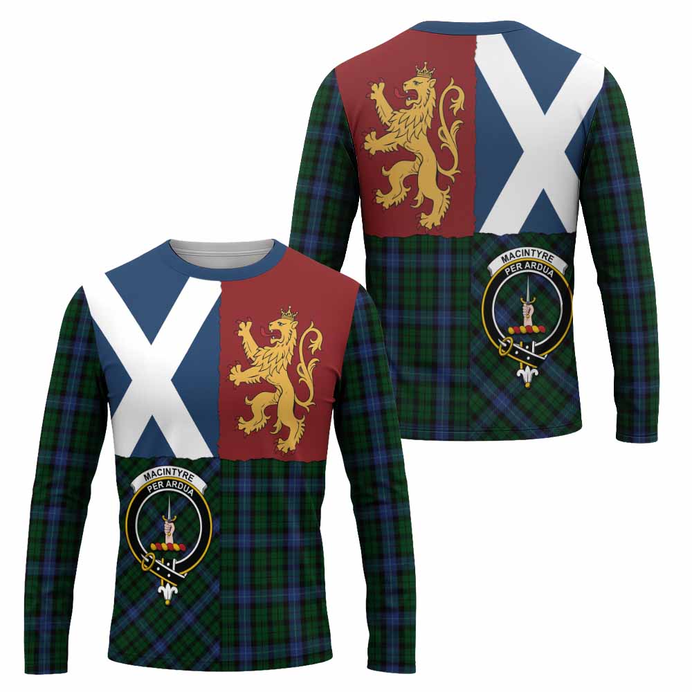 MacIntyre (McIntyre) Crest Tartan Long Sleeve T-Shirt with Lion Rampant Saltire Style
