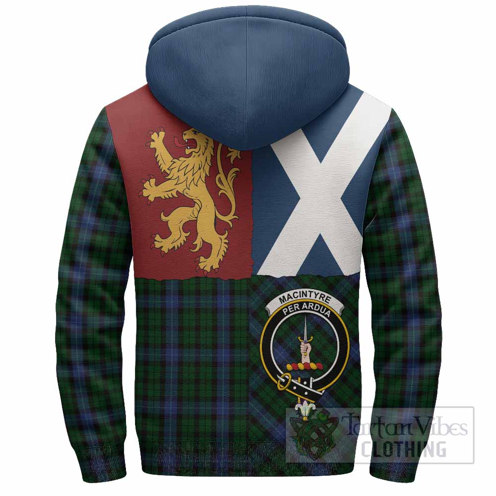 MacIntyre (McIntyre) Crest Tartan Sherpa Hoodie with Lion Rampant Saltire Style