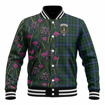MacIntyre (McIntyre) Family Crest Tartan Baseball Jacket Scottish Thistle Flower Pattern Half Style