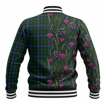 MacIntyre (McIntyre) Family Crest Tartan Baseball Jacket Scottish Thistle Flower Pattern Half Style