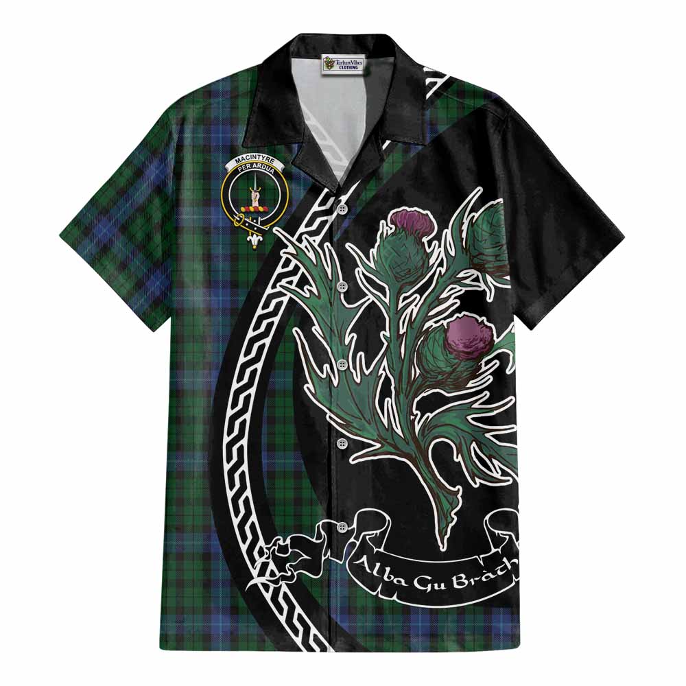 MacIntyre (McIntyre) Family Crest Tartan Cotton Hawaiian Shirt Alba Thistle Inspired - Tartan Vibes Clothing