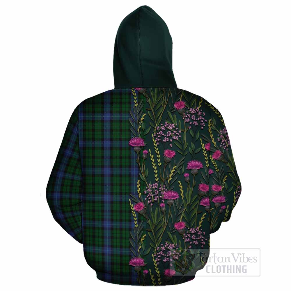 MacIntyre (McIntyre) Family Crest Tartan Cotton Hoodie Scottish Thistle Flower Pattern Half Style - Tartan Vibes Clothing