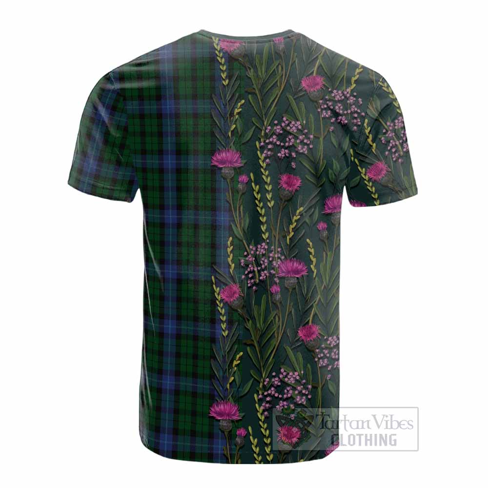 MacIntyre (McIntyre) Family Crest Tartan Cotton T-shirt Scottish Thistle Flower Pattern Half Style - Tartan Vibes Clothing