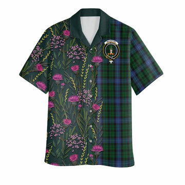 MacIntyre (McIntyre) Family Crest Tartan Hawaiian Shirt Scottish Thistle Flower Pattern Half Style