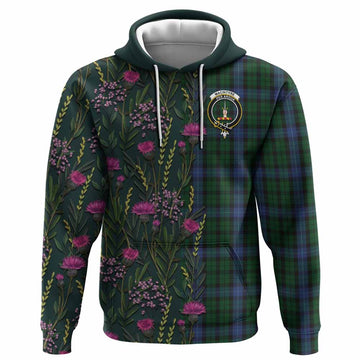 MacIntyre (McIntyre) Family Crest Tartan Hoodie Scottish Thistle Flower Pattern Half Style