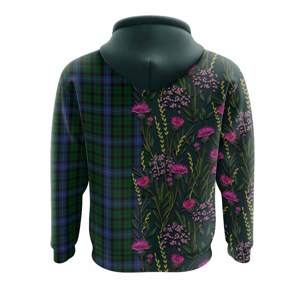 MacIntyre (McIntyre) Family Crest Tartan Hoodie Scottish Thistle Flower Pattern Half Style - Tartan Vibes Clothing